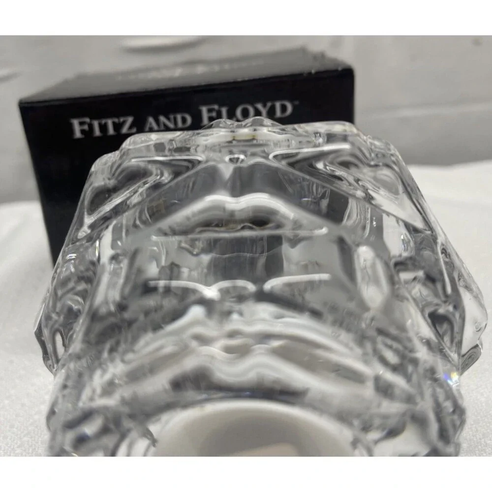 Fitz and Floyd Fairmont Glass Votive Tea Light Barrel Candle Holder w/Box